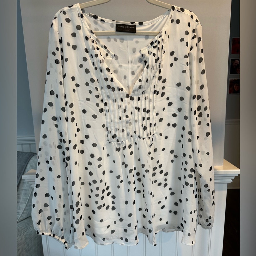 Lane Bryant Black and White Polka Dot Blouse